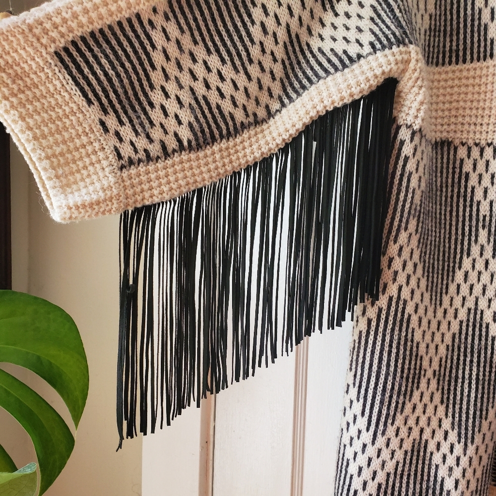 WOOL BLEND KNIT CARDIGAN WITH FRINGE SLEEVES - Picture 2 of 3